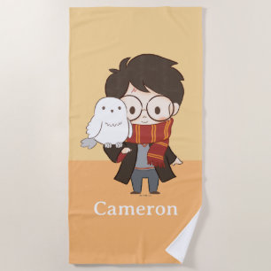 Chibi HARRY POTTER™ & Hedwig Strandtuch