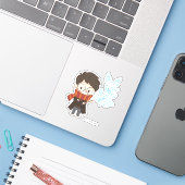 Chibi HARRY POTTER™ Patronus Aufkleber (Laptop mit iPhone)