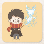 Chibi HARRY POTTER™ Patronus Rechteckiger Pappuntersetzer (Vorderseite)