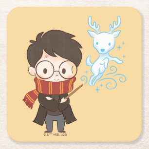 Chibi HARRY POTTER™ Patronus Rechteckiger Pappuntersetzer