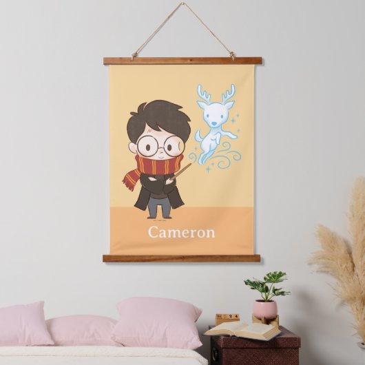 Chibi HARRY POTTER™ Patronus Wandteppich Mit Holzrahmen (Schlafzimmer)