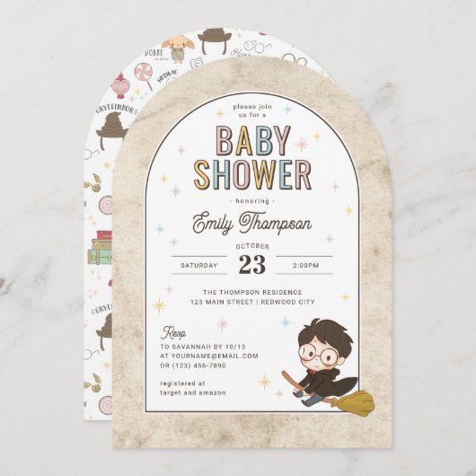 Chibi Harry Potter Wizard Baby Shower Einladung (Vorne/Hinten)