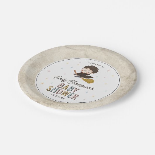 Chibi Harry Potter Wizard Baby Shower Pappteller (Schrägansicht)