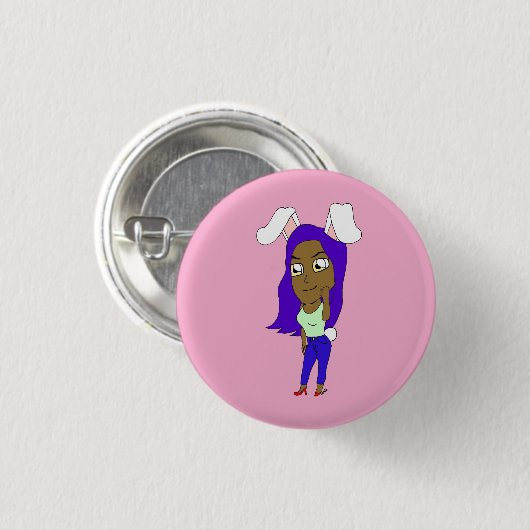 Chibi-Häschen-Mädchen Button (Vorne & Hinten)