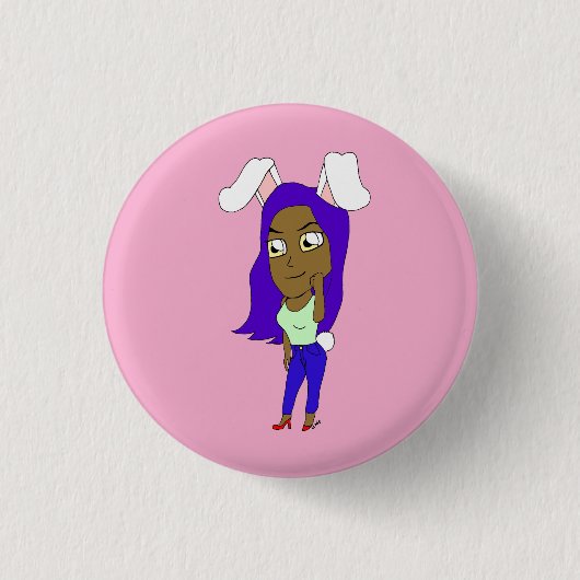 Chibi-Häschen-Mädchen Button (Vorderseite)