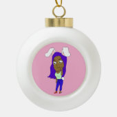 Chibi-Häschen-Mädchen Keramik Kugel-Ornament (Vorderseite)