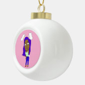 Chibi-Häschen-Mädchen Keramik Kugel-Ornament (Rechts)