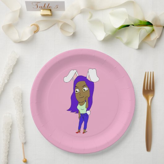 Chibi-Häschenmädchen Pappteller (Hochzeit)
