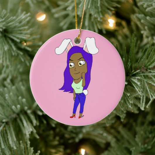 Chibi-Hasenmädchen Keramik Ornament (Baum)