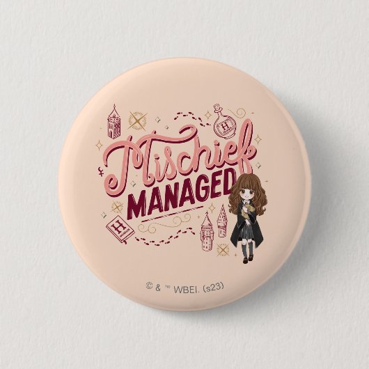 Chibi Hermione "Mischief Managed" Button (Vorderseite)