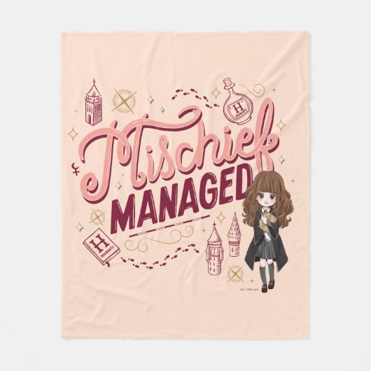 Chibi Hermione "Mischief Managed" Fleecedecke (Vorderseite)