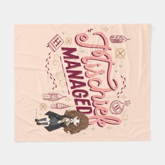 Chibi Hermione "Mischief Managed" Fleecedecke (Vorderseite (Horizontal))