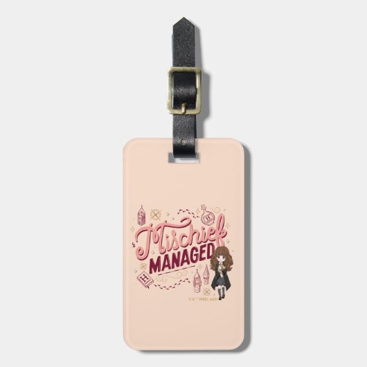 Chibi Hermione "Mischief Managed" Gepäckanhänger (Vorderseite vertikal)