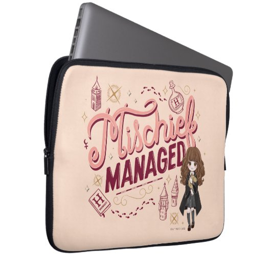 Chibi Hermione "Mischief Managed" Laptopschutzhülle (Vorne Rechts)