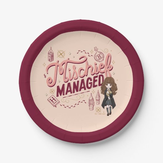 Chibi Hermione "Mischief Managed" Pappteller (Vorderseite)