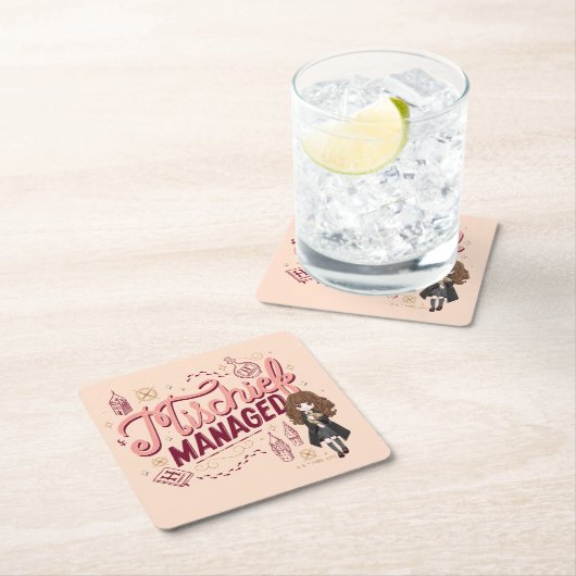 Chibi Hermione "Mischief Managed" Rechteckiger Pappuntersetzer (Vor Ort)