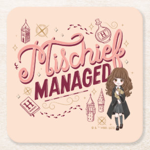 Chibi Hermione "Mischief Managed" Rechteckiger Pappuntersetzer