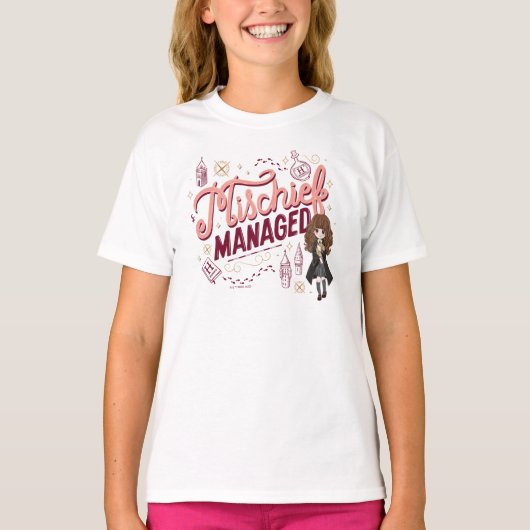 Chibi Hermione "Mischief Managed" T-Shirt (Vorderseite)