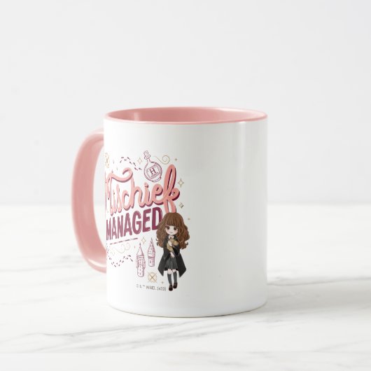 Chibi Hermione "Mischief Managed" Tasse (Vorderseite Links)