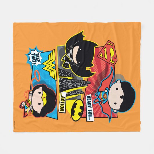 Chibi Heroes bereit zum Handeln! Fleecedecke (Vorderseite (Horizontal))