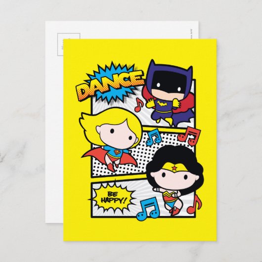Chibi Heroes Tancing Postkarte (Vorne/Hinten)