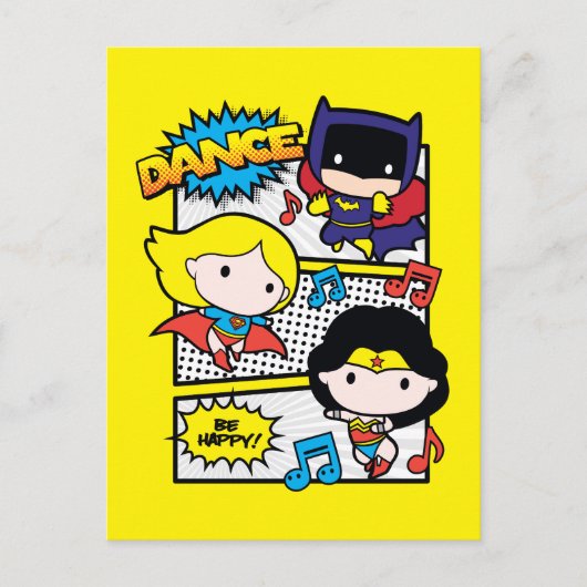 Chibi Heroes Tancing Postkarte (Vorderseite)