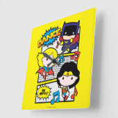 Chibi Heroes Tancing Quadratische Wanduhr (Winkel)