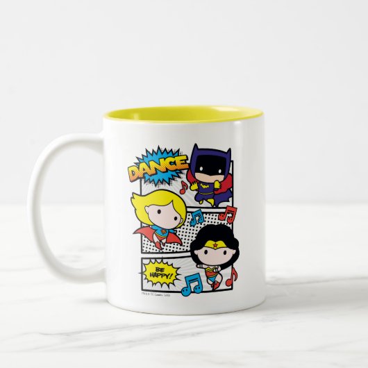 Chibi Heroes Tancing Zweifarbige Tasse (Links)
