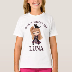 Chibi Hexe Eins 1. Geburtstagseinladung Wasserfarb T-Shirt