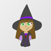 Chibi-Hexe Fensteraufkleber (Blatt)