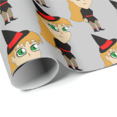 Chibi-Hexe Geschenkpapier (Rolleneckpunkt)