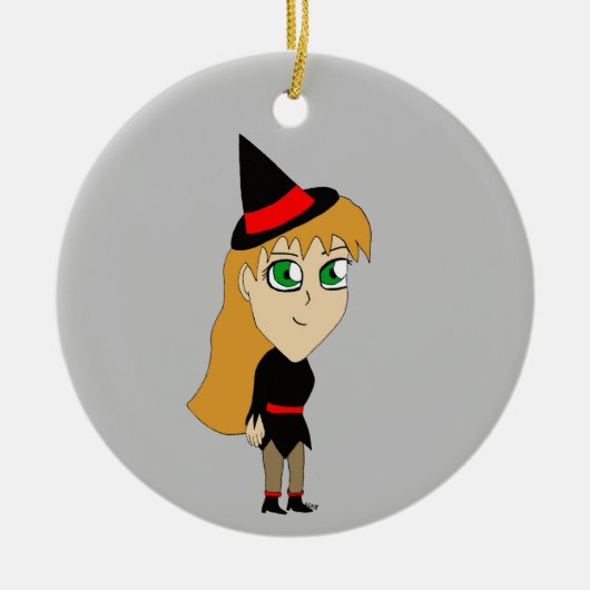 Chibi-Hexe Keramik Ornament (Vorne)