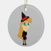 Chibi-Hexe Keramik Ornament (Links)