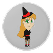 Chibi-Hexe Keramikknauf (Vorderseite)