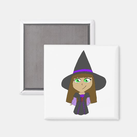 Chibi-Hexe Magnet (Vorderseite/Rückseite)