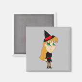 Chibi-Hexe Magnet (Vorderseite/Rückseite)