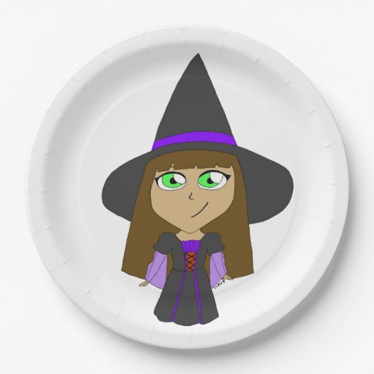 Chibi-Hexe Pappteller (Vorderseite)