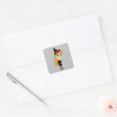 Chibi-Hexe Quadratischer Aufkleber (Umschlag)