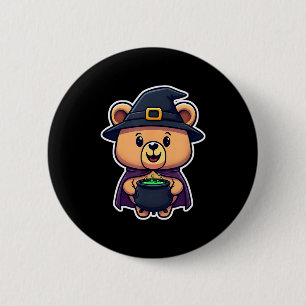 Chibi-Hexen-Halloween-Kostüm Bär mit Kessel  Button
