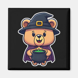 Chibi-Hexen-Halloween-Kostüm Bär mit Kessel Magnet