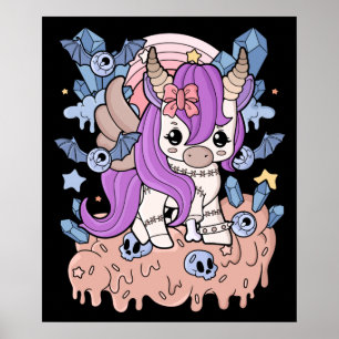 Chibi Horror Unicorn Creepy Kawaii Geschenkpastel Poster
