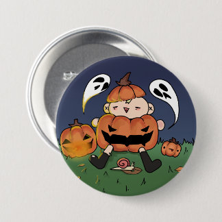 Chibi in Kürbiskostüm, Halloween-Theme-Button Button