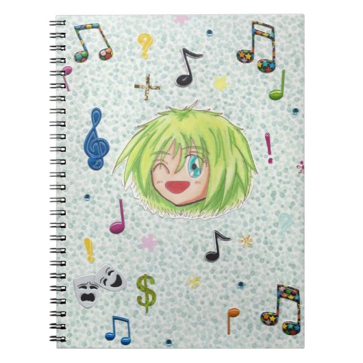 Chibi Izumi mit Collage Hintergrund Notizblock (Vorderseite)