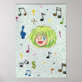 Chibi Izumi mit Collage Hintergrund Poster (Vorne)