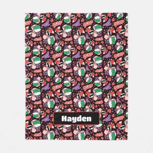 Chibi Joker and Harley Heart Pattern Fleecedecke (Vorderseite)