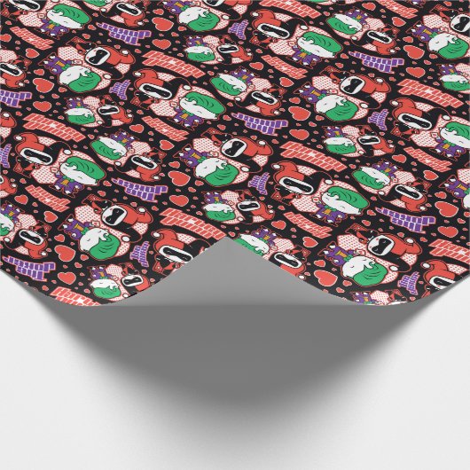 Chibi Joker and Harley Heart Pattern Geschenkpapier (Ecke)
