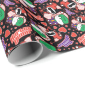 Chibi Joker and Harley Heart Pattern Geschenkpapier (Rolleneckpunkt)