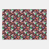 Chibi Joker and Harley Heart Pattern Geschenkpapier Set (Vorderseite)