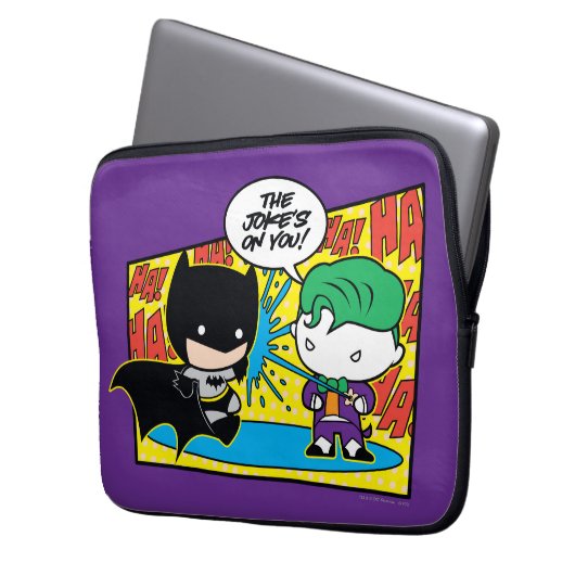 Chibi Joker Pranking Chibi Batman Laptopschutzhülle (Vorderseite Links)