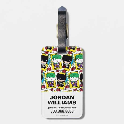 Chibi-Joker und Batman-Kartenmuster Gepäckanhänger (Rückseite vertikal)